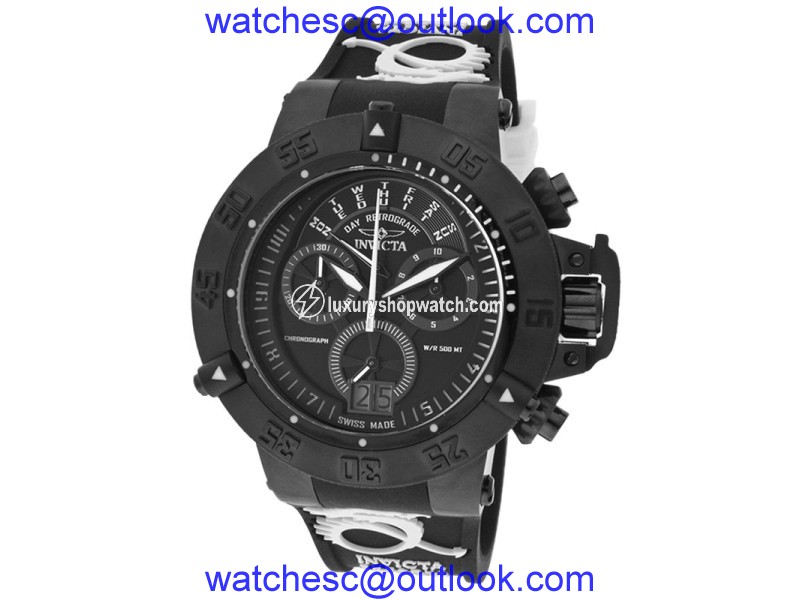 Invicta 10188 Subaqua Noma III Black Dial Black & White Silicone Watch Invicta