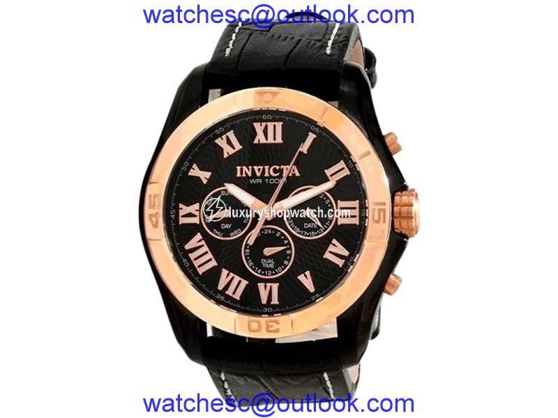 Invicta 10636 Specialty Elegant GMT Rose Gold-tone Leather Quartz Watch Invicta