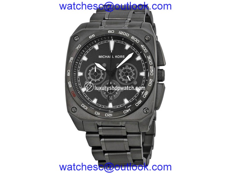 Michael Kors MK8392 Grandstand Black Dial Ion Plated Chronograph Mens Watch Michael Kors