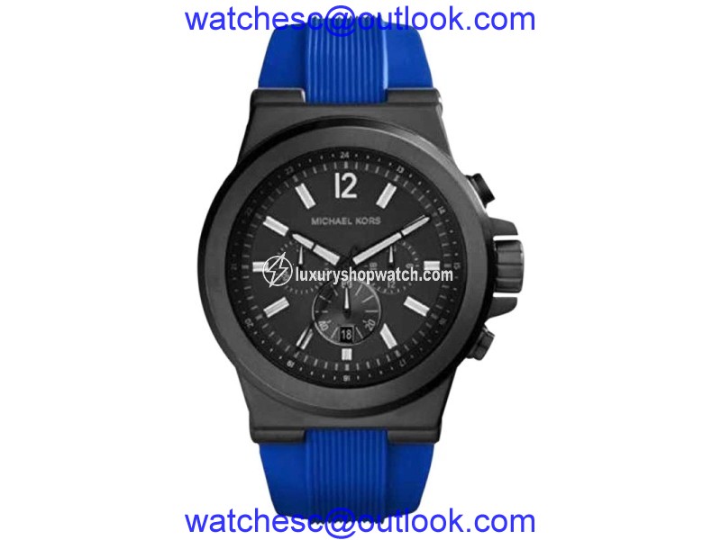Michael Kors MK8357 Dylan Chronograph Black Dial Blue Silicone Mens Watch Michael Kors