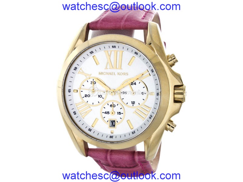 Michael Kors Bradshaw MK5743 Silver Dial Pink Leather Band Women's Watch Michael Kors