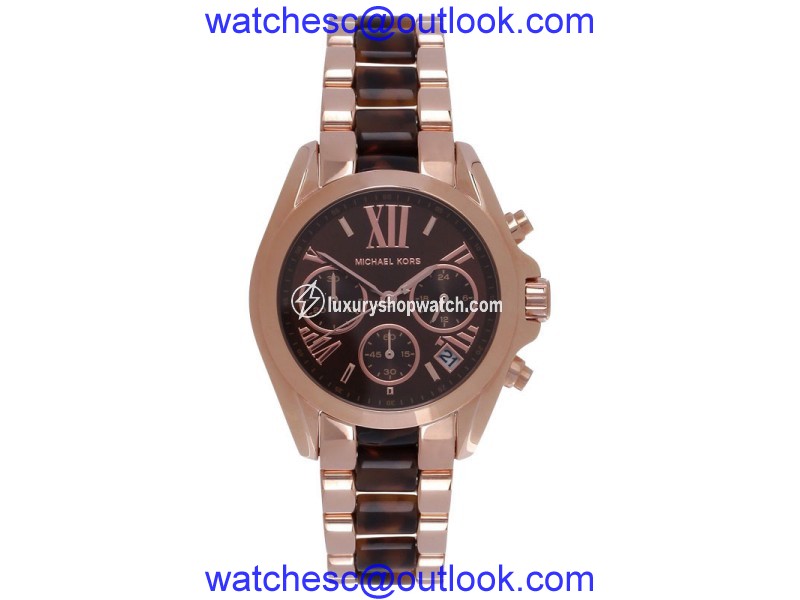 Michael Kors MK5944 Chrono Rose Gold-Tone Brown Acrylic Bracelet Womens Watch Michael Kors