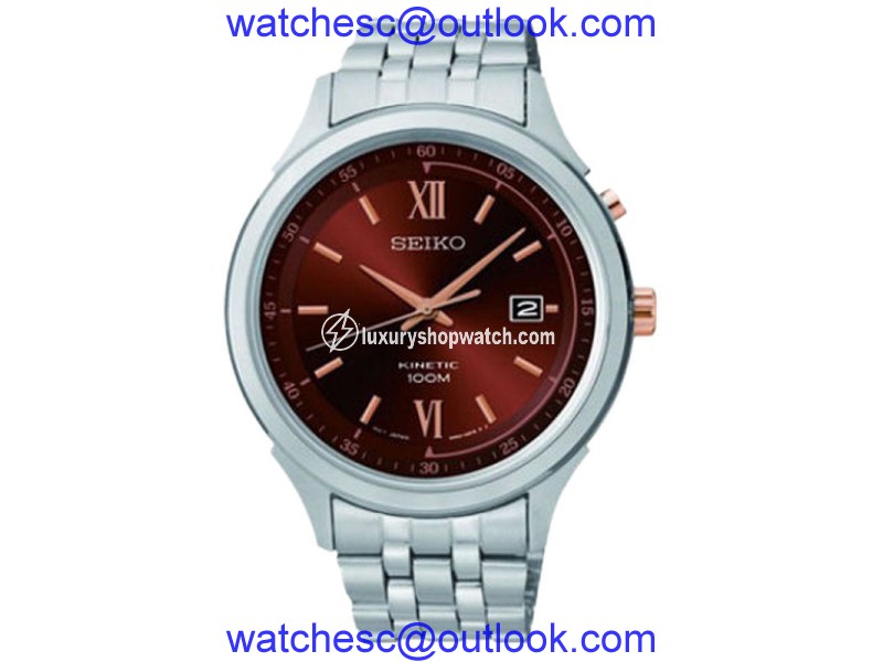 Seiko SKA661 Brown Dial Stainless Steel Kinetic Men's Watch Seiko