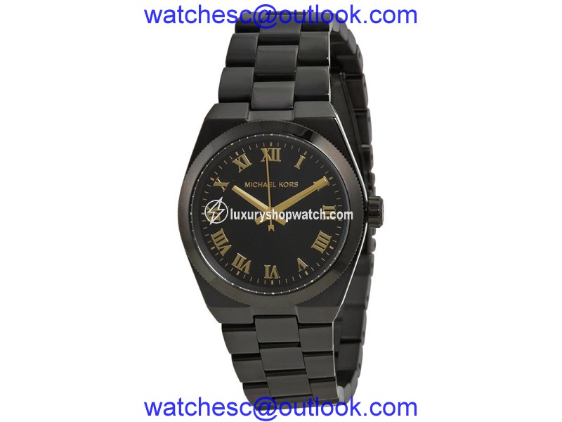 Michael Kors MK6100 Channing Black Dial Black Ion Plated Stainless Steel Womens Watch Michael Kors