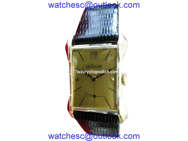 Le Coultre 14K Yellow Gold Fancy Lugs Manual Wind Dress Vintage Mens Watch Le Coultre