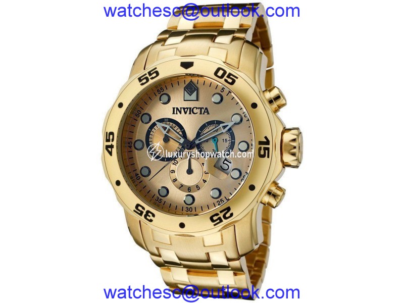 Invicta 0074 Pro Diver Chronograph Gold-Plated Stainless Steel Mens Watch Invicta
