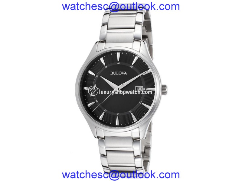Bulova 96B184 Bracelet Black Dial Stainless Steel Mens Watch Bulova