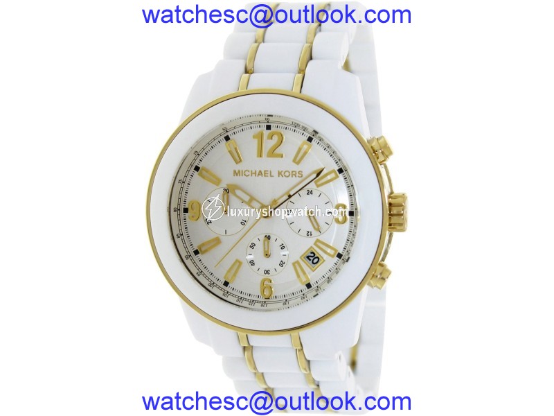 Michael Kors MK5804 Preston White Dial White Acetate Chronograph 43mm Watch Michael Kors
