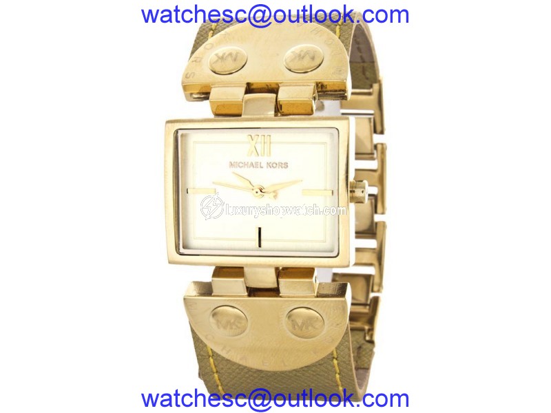 Michael Kors MK2365 Gold-Tone Stainless Steel & Leather 27mm Watch Michael Kors