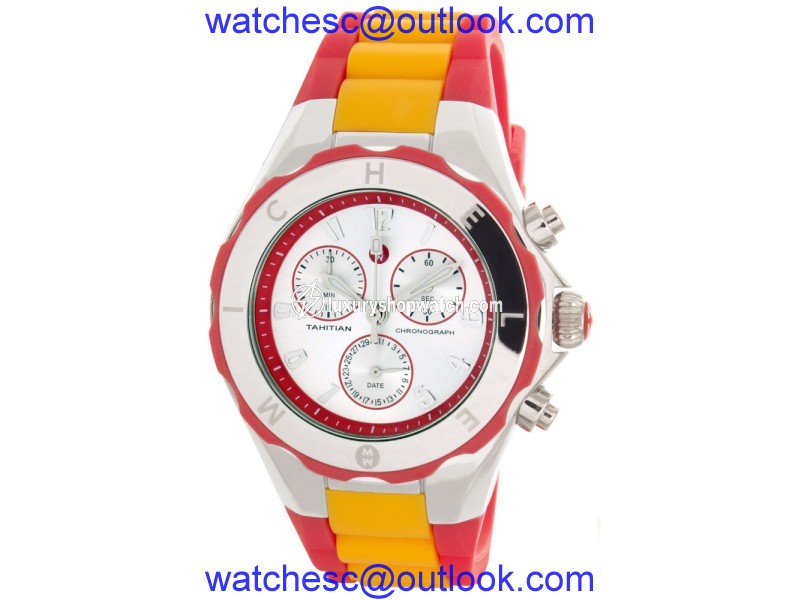 Michele Jelly Bean MWW12F000067 Tahitian Silver Dial Red & Orange Womens Watch Michele