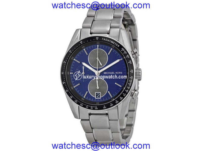 Michael Kors MK8367 Accelerator Blue Dial Stainless Chronograph 38mm Mens Watch Michael Kors