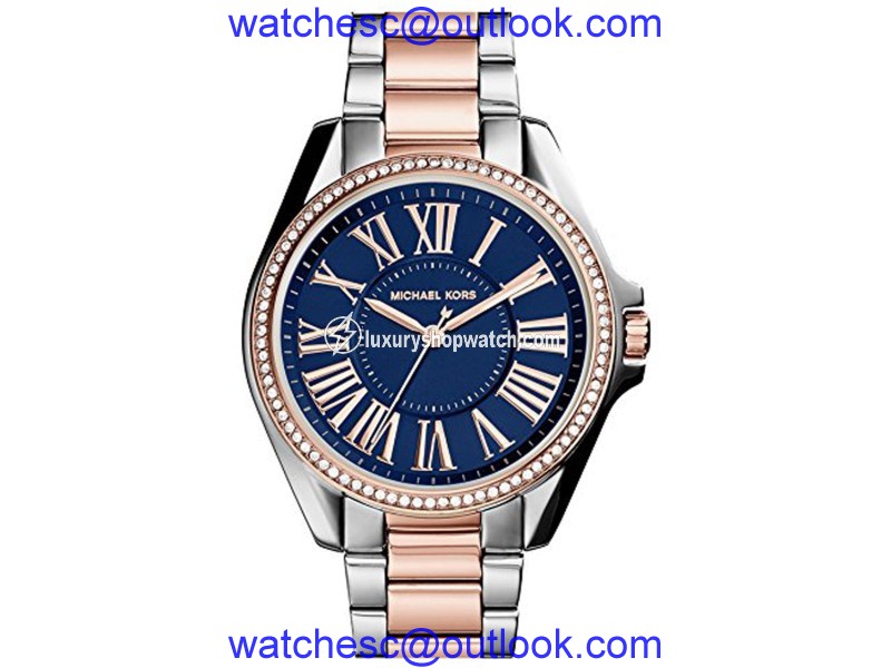 Michael Kors Kacie MK6185 Yellow Gold-Tone and Stainless Steel Blue Dial 39mm Watch Michael Kors