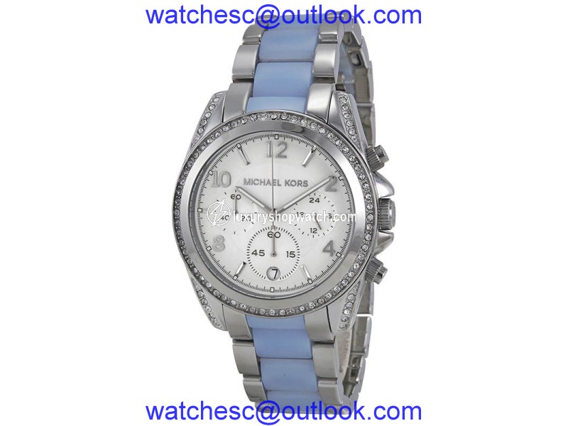 Michael Kors MK6137 Blair Silver Dial Stainless Steel Chronograph 39mm Womens Watch Michael Kors
