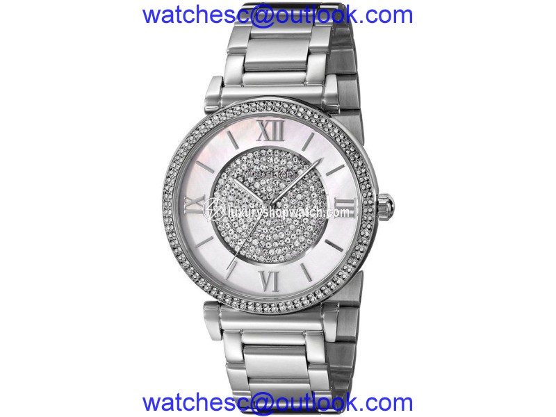 Michael Kors MK3355 Catlin Mother of Pearl Crystal Dial Stainless Steel 36mm Womens Watch Michael Kors