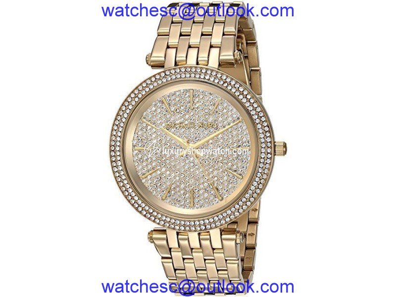 Michael Kors MK3438 Crystal Dial Bezel Gold Tone 39mm Womens Watch Michael Kors