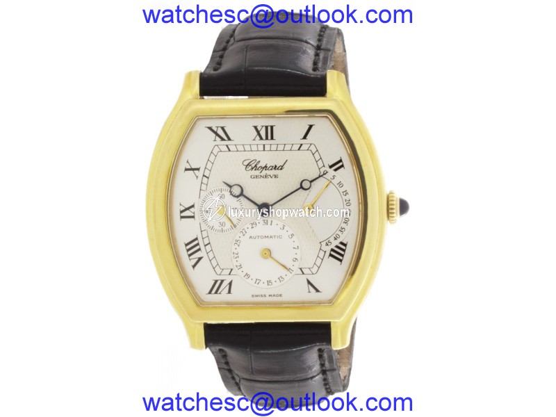 Chopard 2248 18K Yellow Gold & Leather Silver Dial Automatic 32mm Mens Watch Chopard