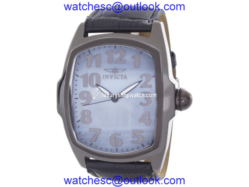 Invicta Lupah 16056 Gunmetal Tone Stainless Steel / Leather Quartz 45mm Mens Watch Invicta