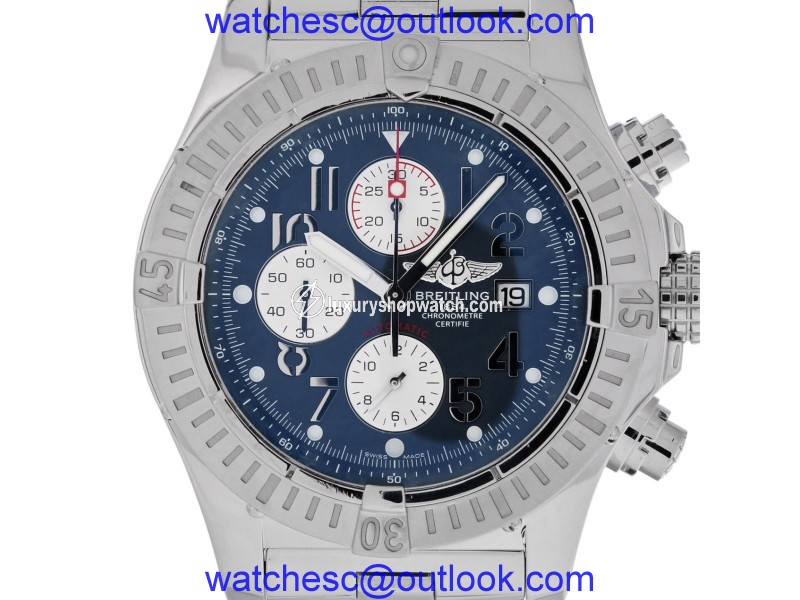 Breitling Super Avenger A13370 Stainless Steel Blue Arabic Dial Chronograph Automatic 48mm Mens Watch Breitling