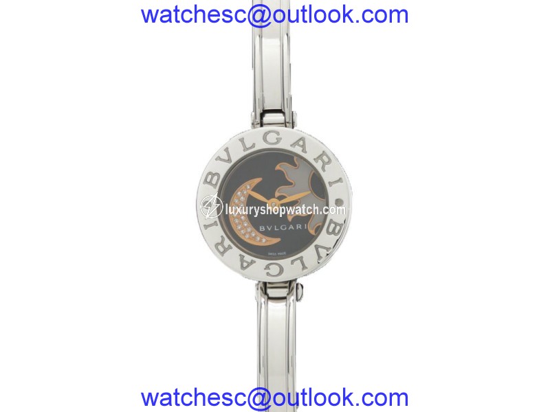 Bulgari B.Zero1 BZ22S Stainless Steel Black Diamond Dial 22mm Womens Watch Bulgari