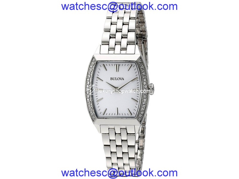 Bulova 96R196 Stainless Steel Diamond Accent White Dial 26mm Womens Watch Bulova