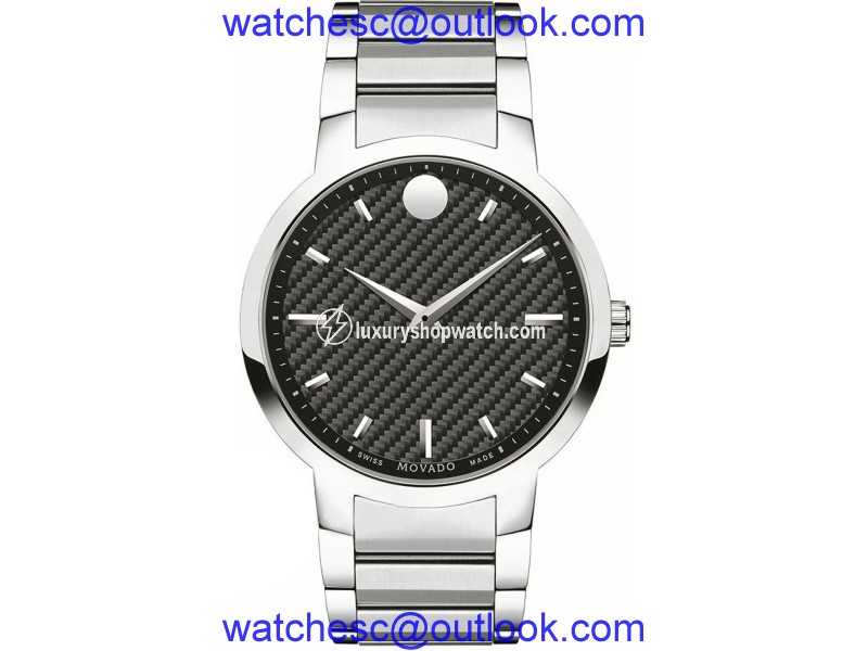 Movado 0606838 Stainless Steel Black Carbon Fiber Dial 42mm Mens Watch Movado