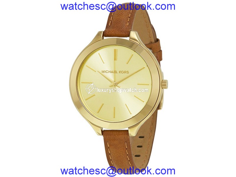 Michael Kors Runway MK2606 Gold Tone Stainless Steel / Leather Quartz 42mm Womens Watch Michael Kors