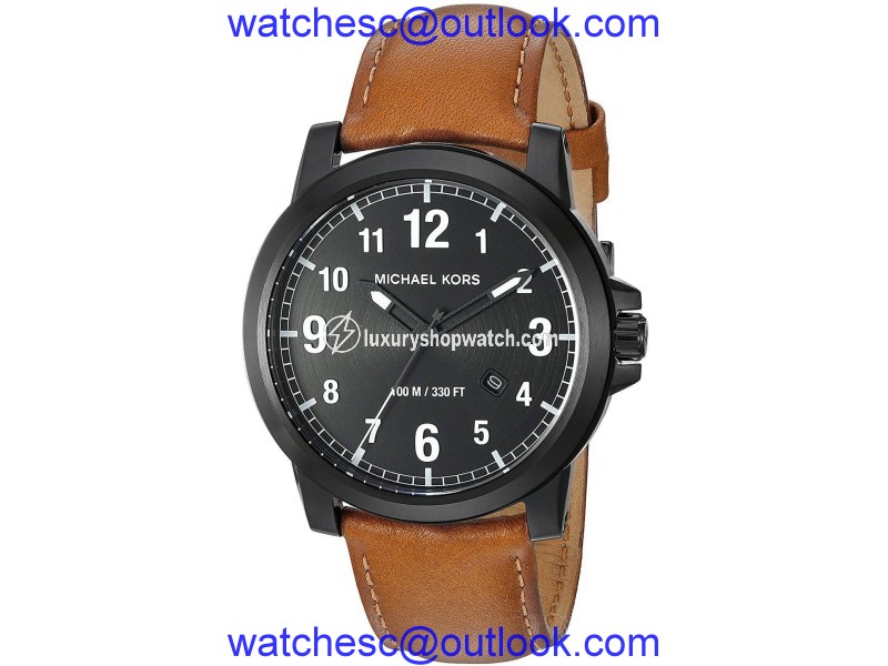 Michael Kors Paxton MK8502 Ion Plated Stainless Steel / Leather Quartz 43mm Mens Watch Michael Kors