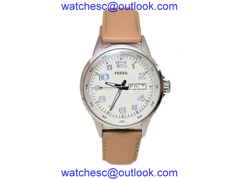 Fossil AM4433 Stainless Steel & Leather Quartz 38mm Womens Watch Fossil
