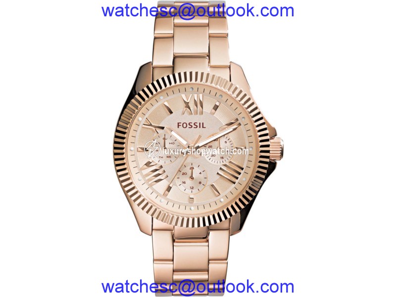 Fossil Cecile AM4569 Rose Gold Tone Stainless Steel Quartz 40mm Womens Watch Fossil