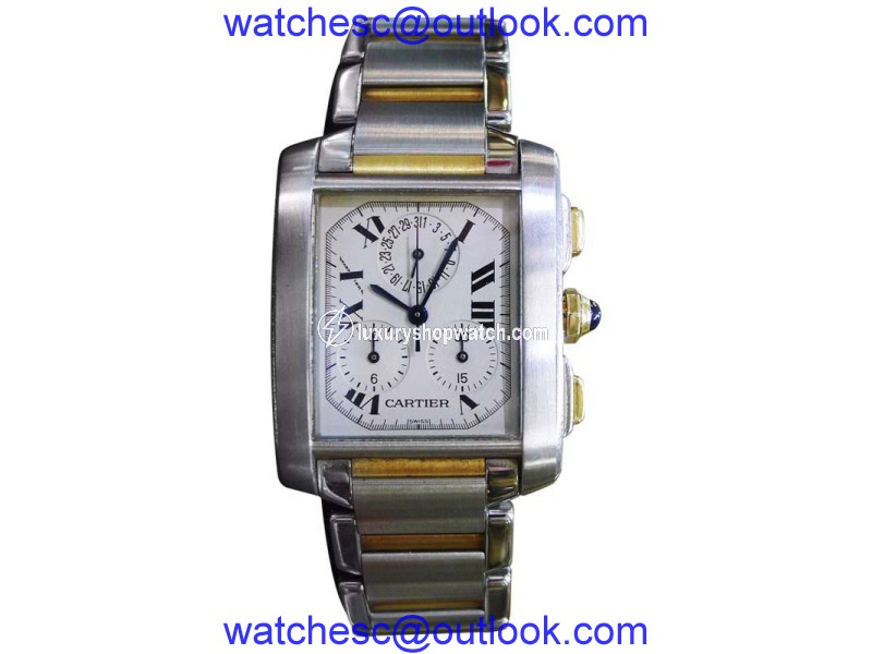 Cartier Tank Francaise 2303 18K Yellow Gold Stainless Steel Quartz Vintage 28mm Mens Watch Cartier