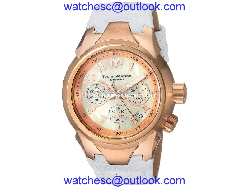 Technomarine Sea TM-715036 Rose Gold Stainless Steel & Leather Strap Quartz 42mm Womens Watch TechnoMarine