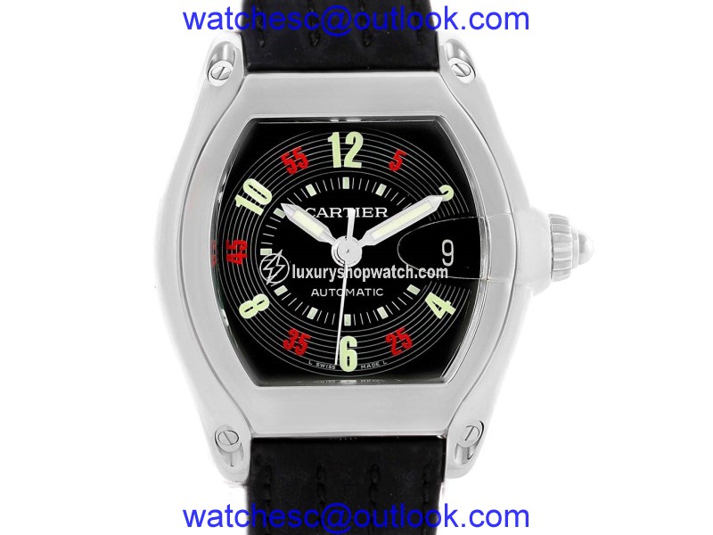 Cartier Roadster W62002V3 Stainless Steel & Black Las Vegas Roulette Dial 38mm Mens Watch Cartier