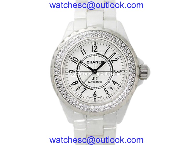 Chanel J12 Automatic H0969 White Ceramic Diamond Watch CHANEL