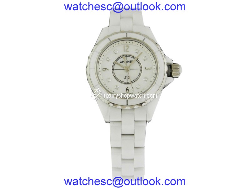 Chanel J12 H2570 Diamond Dial White Ceramic Quartz 29mm Watch Chanel