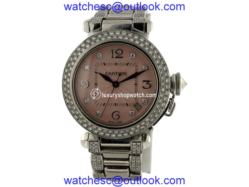 Cartier Pasha C 18K White Gold With Diamond Bezel, Dial, Bracelet Unisex Watch Cartier