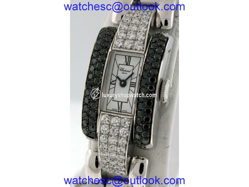 Chopard La Strada 18k White Gold Black and White Diamond 18mm x 30mm Watch Chopard