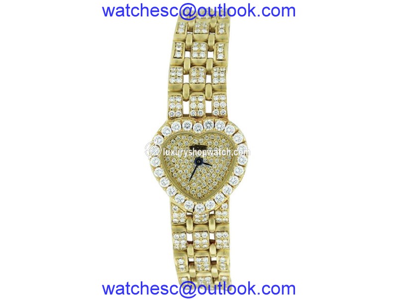 Piaget Classique Heart Shape 18K Yellow Gold with Diamonds Womens Quartz Watch Piaget