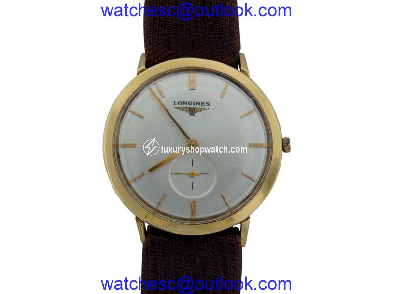 Longines Vintage C.1960S Yellow Gold Brown Strap Mechanical Mens Watch