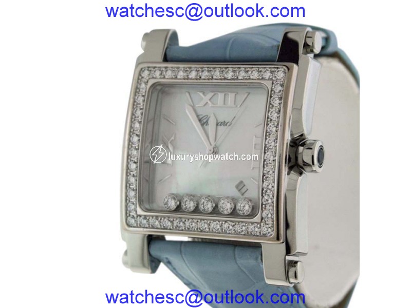 Chopard Happy Sport II Stainless Steel & Crocodile Leather With Diamond Mother of Pearl Dial Womens Watch Chopard
