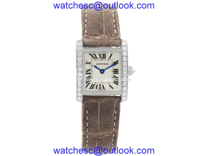 Cartier Tank Francaise WE100231 18K White Gold & Diamond 20mm Womens Watch Cartier