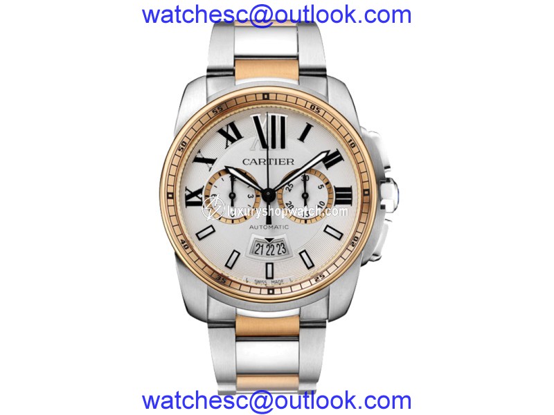 Cartier Calibre de Cartier Chronograph W7100042 Steel & Rose Gold Watch Cartier