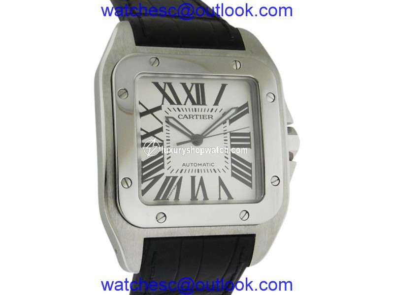Cartier Santos 100 w20073x8 Stainless Steel & White Dial 41.3mm Mens Watch Cartier