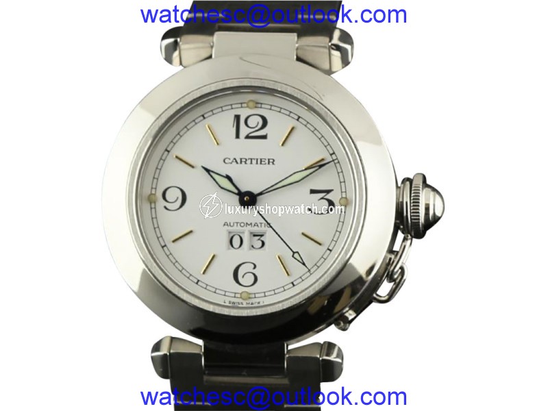 Cartier 2475 370 Pasha 35mm Stainless Steel White Stick Automatic Watch Cartier