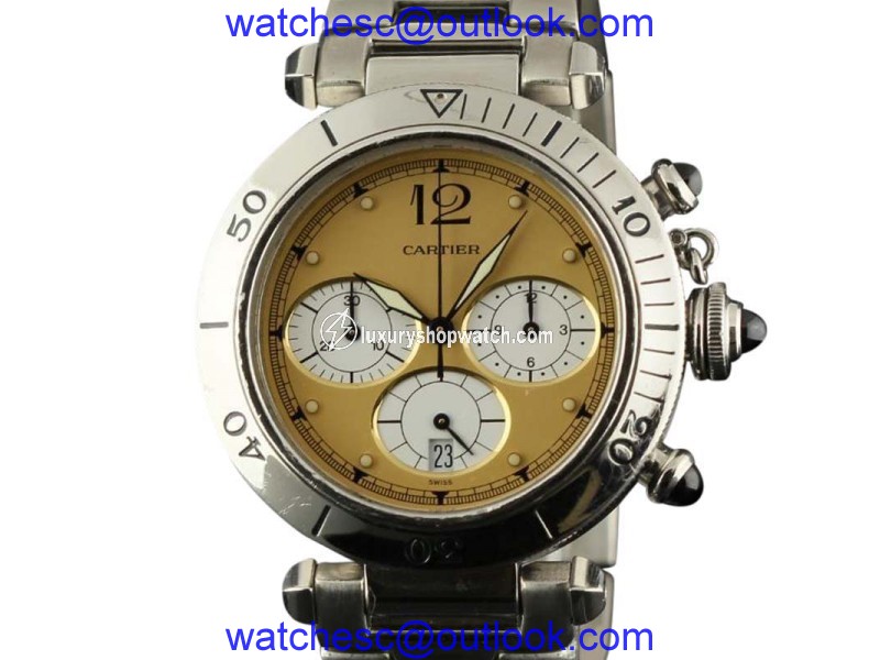 Cartier Pasha Chronograph W31004H3 Quartz Stainless Steel Womens 38mm Watch Cartier