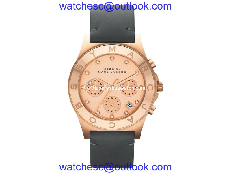 Marc by Marc Jacobs MBM1188 Chronograph Blade Gray Leather Strap Womens Watch Marc By Marc Jacobs