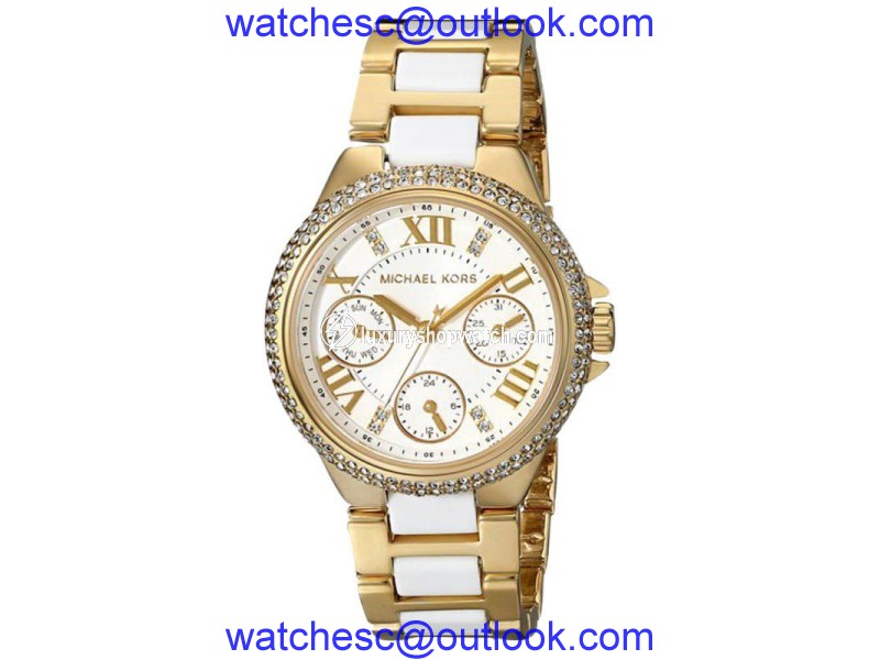 Michael Kors MK5945 Camille Gold-Tone Acrylic White Bracelet Women's Watch Michael Kors