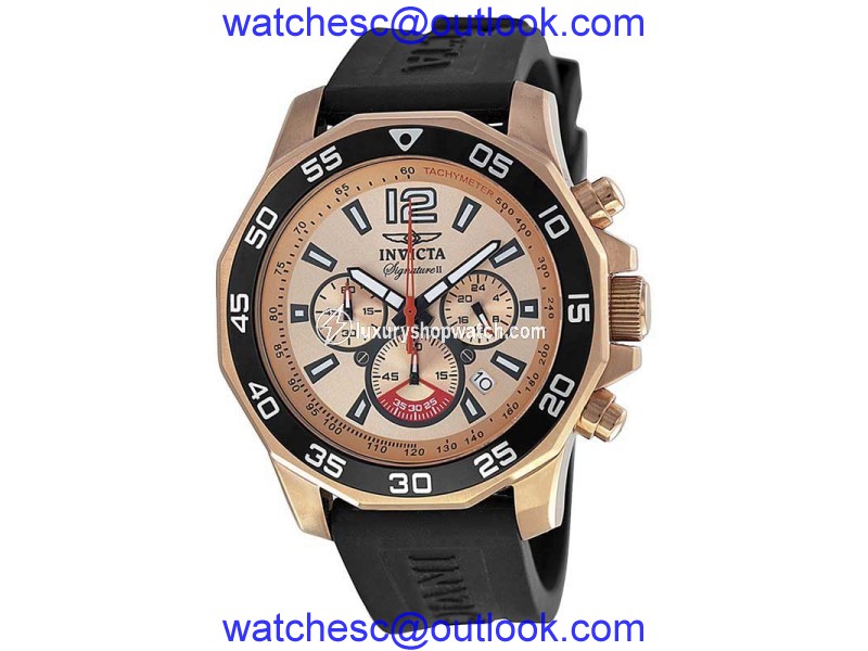 Invicta 7432 Signature II Rose Gold Dial Rubber Strap Chronograph Men's Watch Invicta