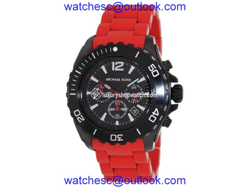 Michael Kors MK8212 Chronograph Black Dial Red Silicone Men's Watch Michael Kors