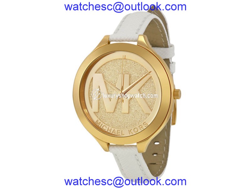 Michael Kors MK2389 Champagne Dial Leather Strap 42mm Watch Michael Kors