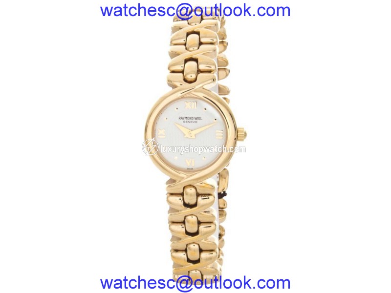 Raymond Weil 9827G-TV Geneve White Dial Gold Bracelet Watch Raymond Weil